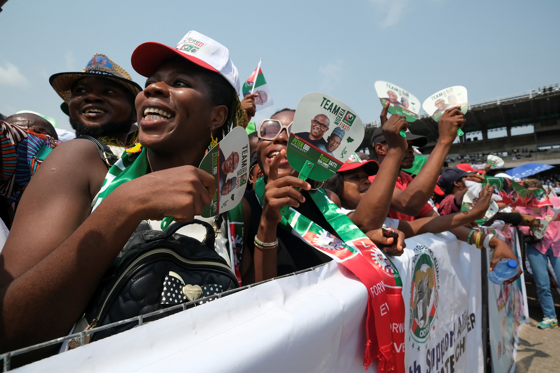 Supporters of presidential candidate Peter Obi, one of three main contenders in the 25 February election, at a campaign rally this month in Lagos, Nigeria.