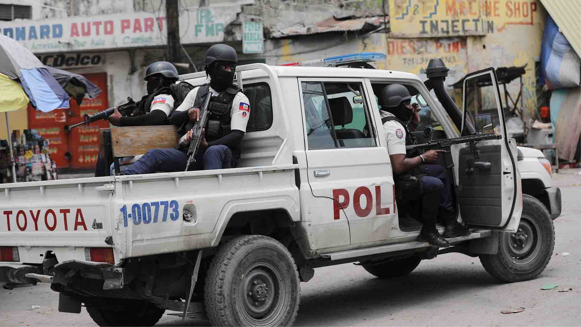 Police patrol the streets after gang members tried to attack a police station, in Port-au-Prince, Haiti April 25, 2023.